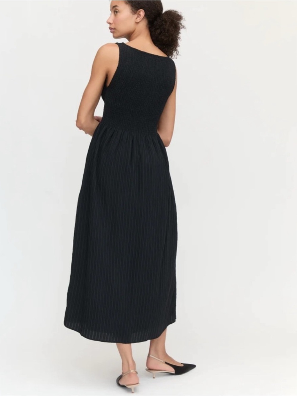 Hill House The Cosima Nap midi Dress size S Black Seersucker - Picture 5 of 9